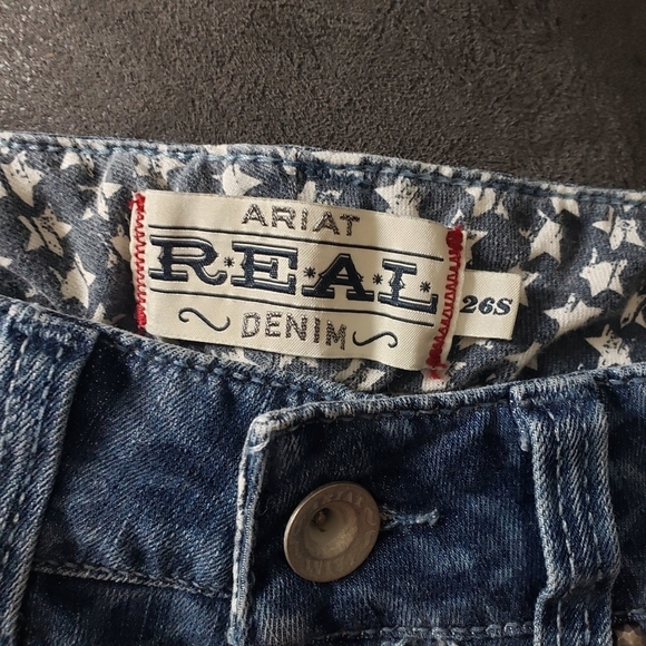 Ariat Denim Women's 26S 26 Short Leopard Print Jeans Fringe Hem Western Boho - Picture 3 of 8